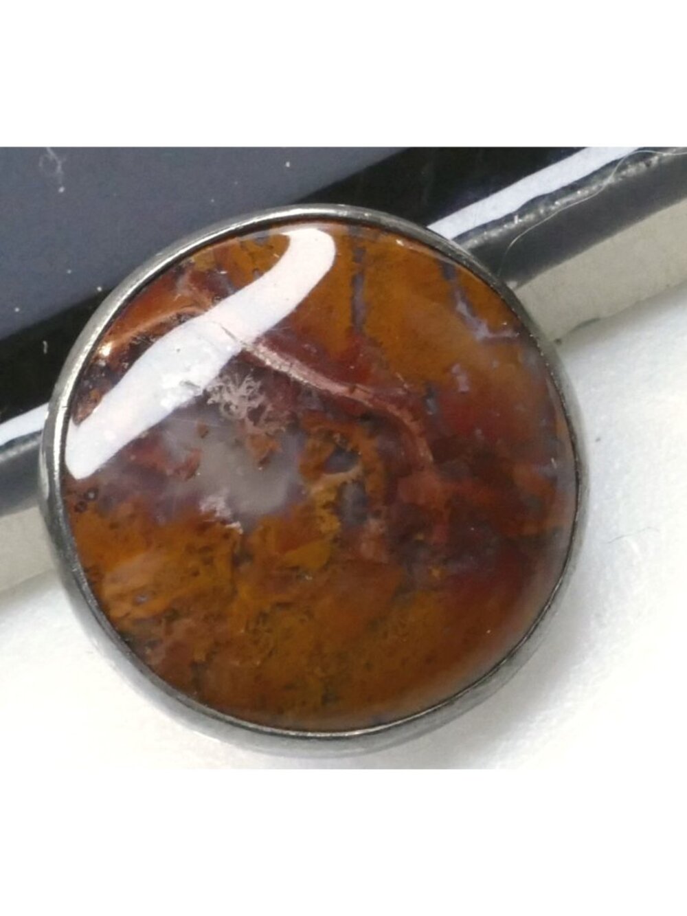 Vintage Mid Century Modernist Sterling Agate Tie Tac Signed Adin For Lenard Ster